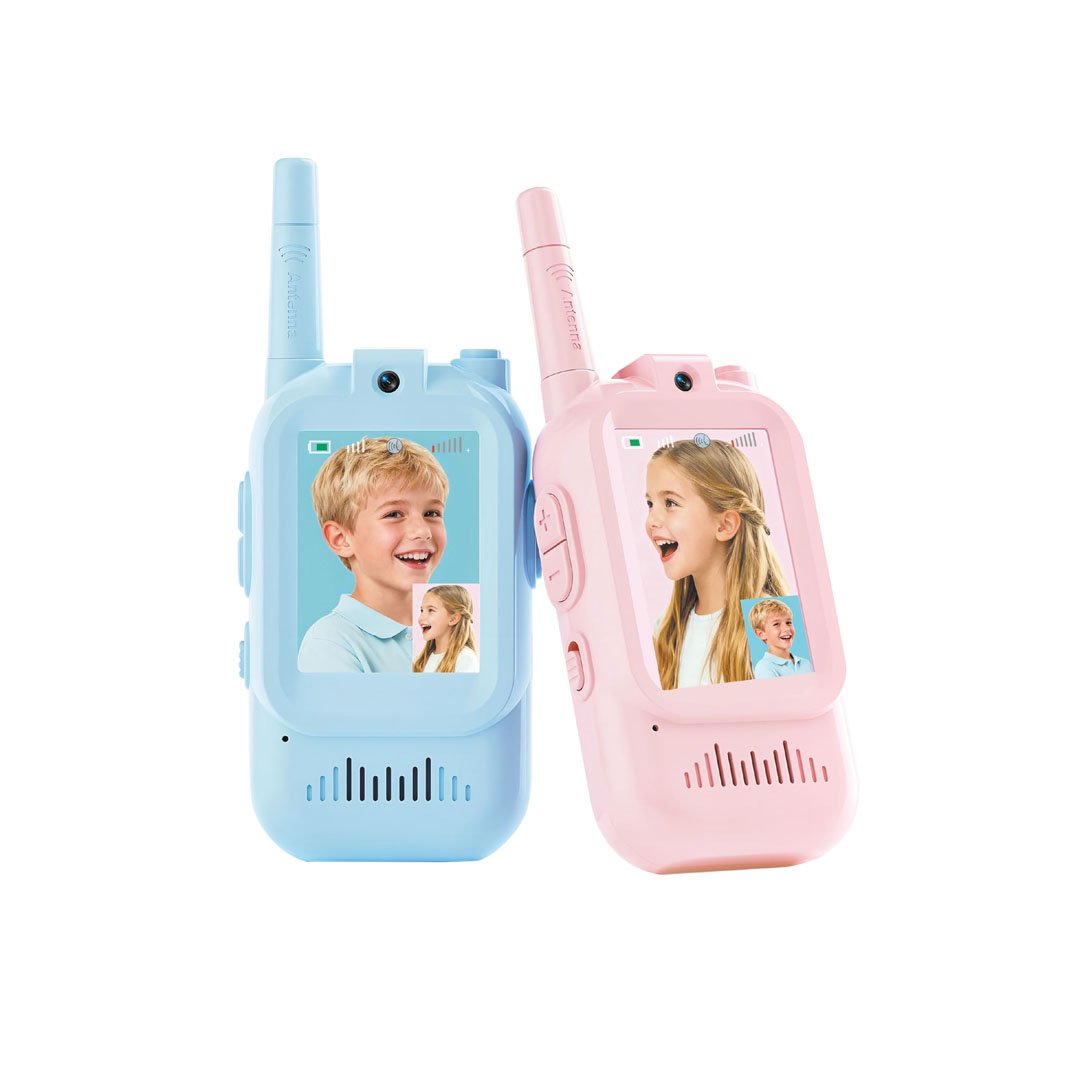 WALKIE TALKIE PARA NIÑOS XO-DJJ02 CON CÁMARA PACK DE 2 AZUL ROSA